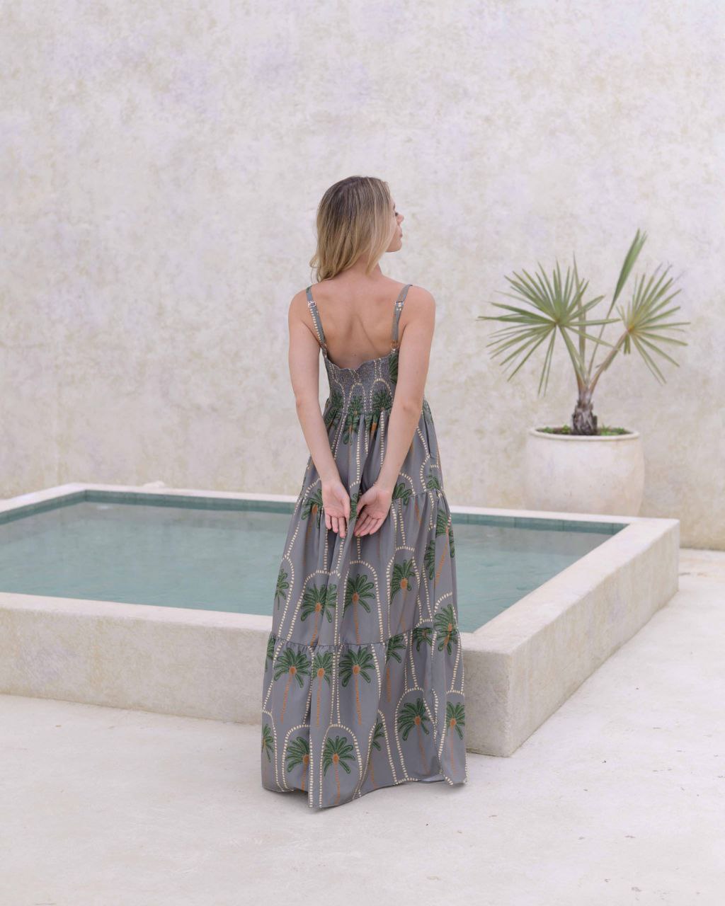Vestido Lily Palmas Verde