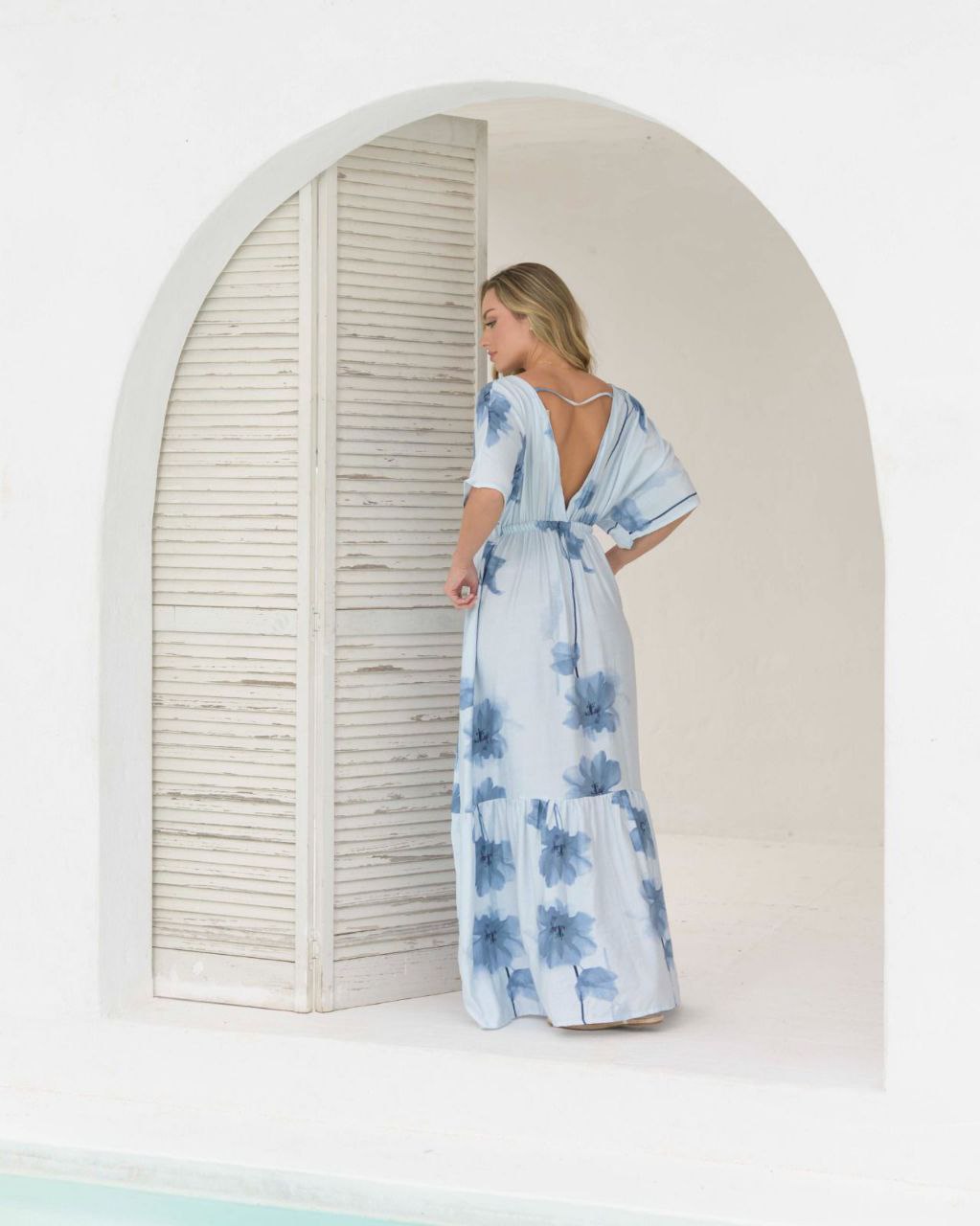 Vestido Elodia flores azul