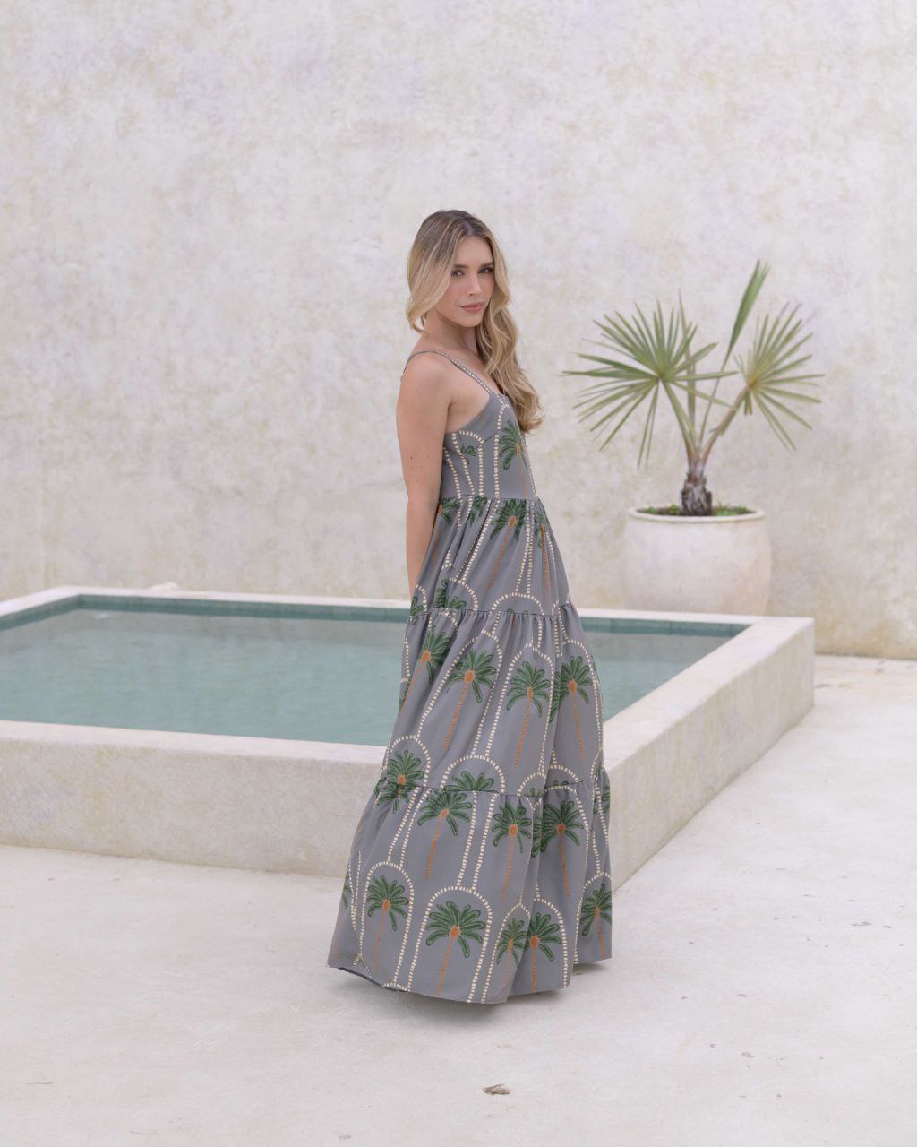 Vestido Lily Palmas Verde