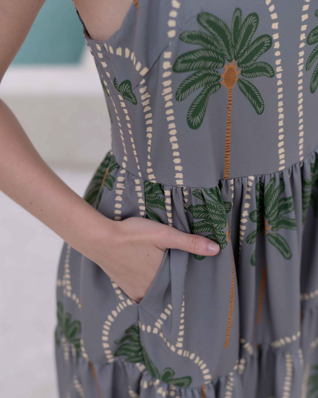 Vestido Lily Palmas Verde